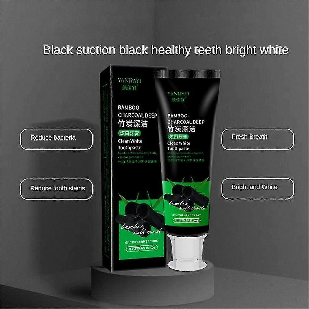 2-Pack Natural Bamboo Charcoal Toothpaste, Fluoride-Free Whitening Formula for Deep Cleaning