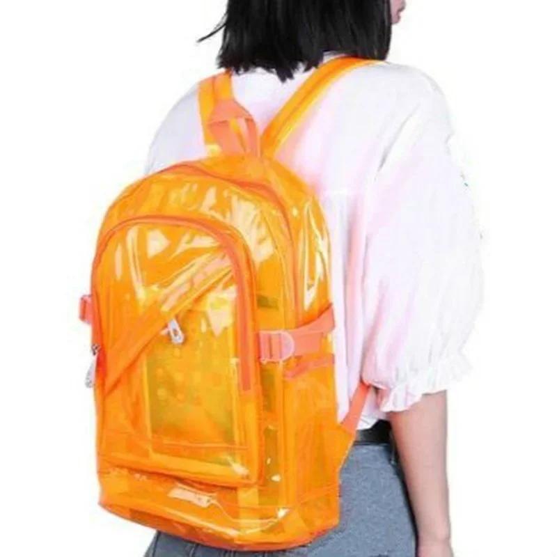 Korean Version of Women's Spring and Summer Plastic Candy Color Transparent PVC Backpack with Jelly for Both Shoulders Wholesale