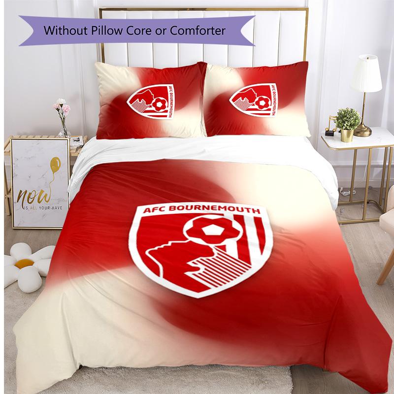 Set Lenzuola Stampato Calcio Bournemouth 3 Pezzi, Comodo Set Copripiumino per Camera da Letto Amico della Pelle