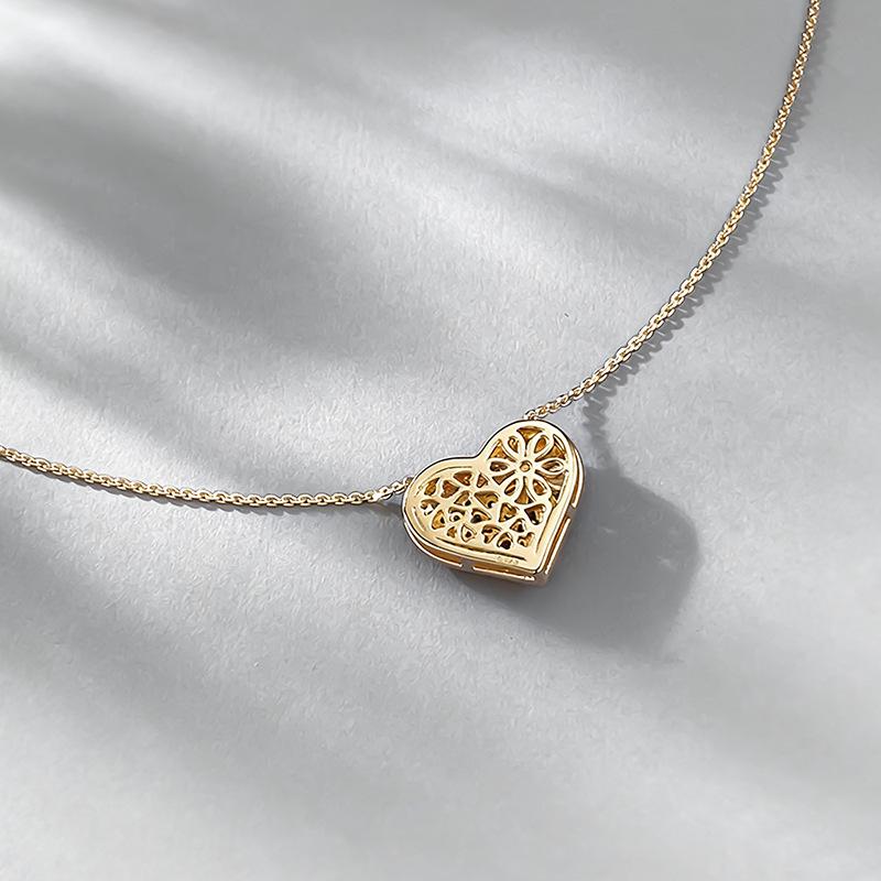 Xian Can 2025 S925 Silver Necklace: Colorful Heart & Mother-of-Pearl Flower, Fashionable Light Luxury.