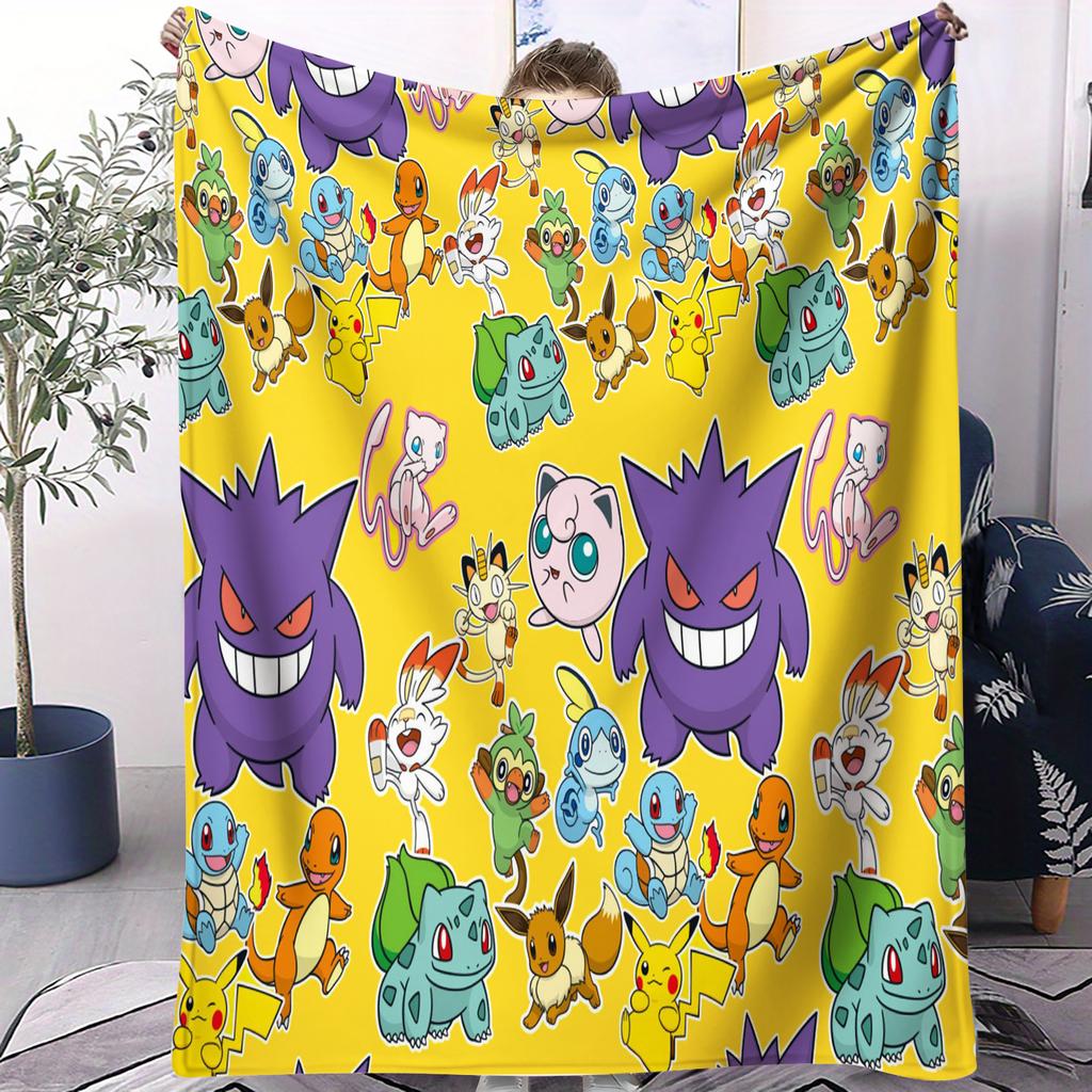 GrassType Pokemon Collection Adorable Super Soft Cozy Warm Flannel Blankets for Girls Boys for Room Camping Office Decorative