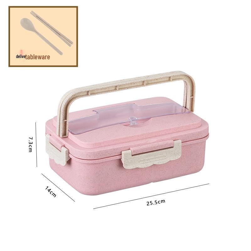 Portable Wheat Straw Bento Box: Insulated, Multi-Compartment, Japanese-Style, Microwave Safe for Office Workers & Students