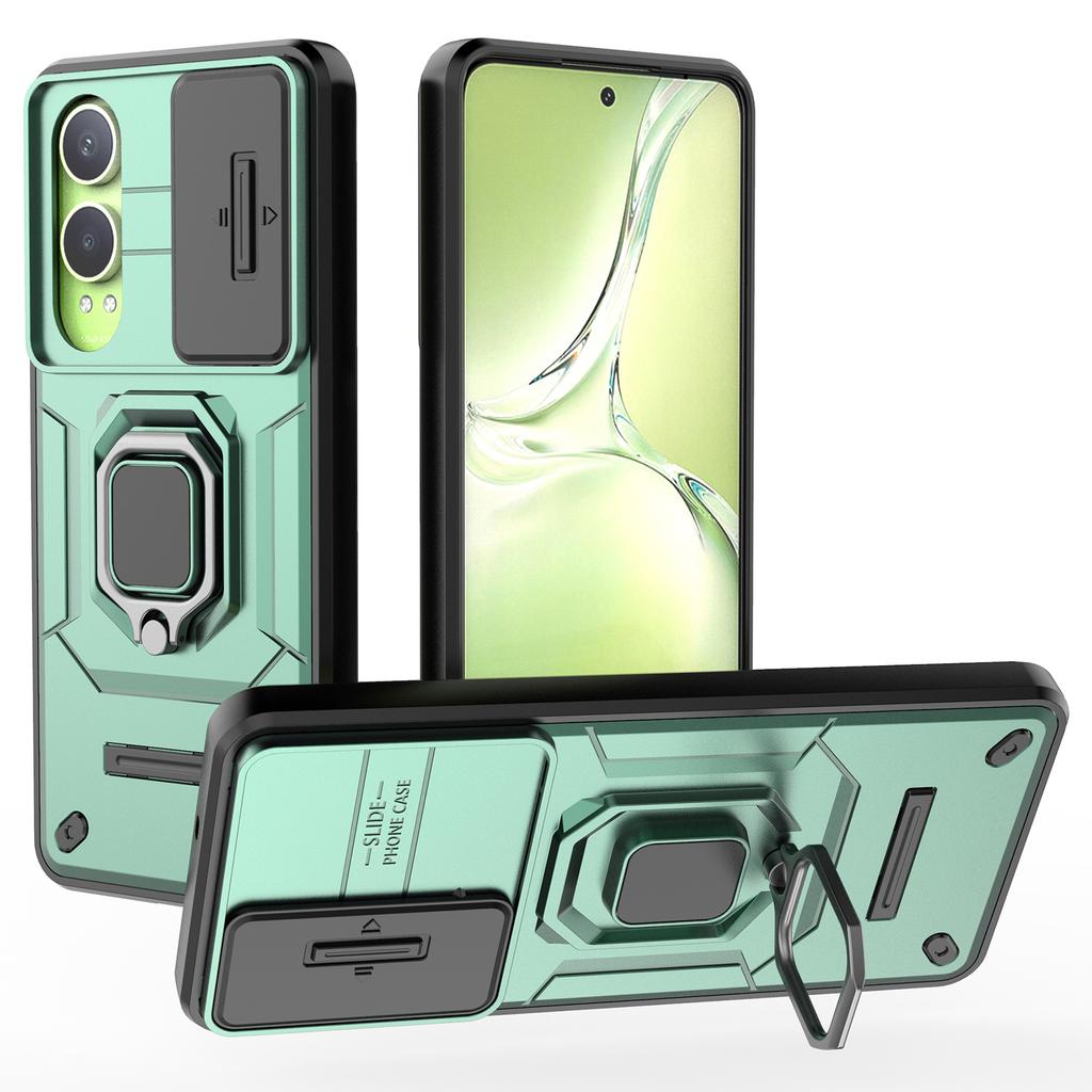 For OnePlus Nord CE4 Lite 5G/Oppo K12x 5G (China) Case Kickstand PC+TPU Phone Shell with Lens Cover