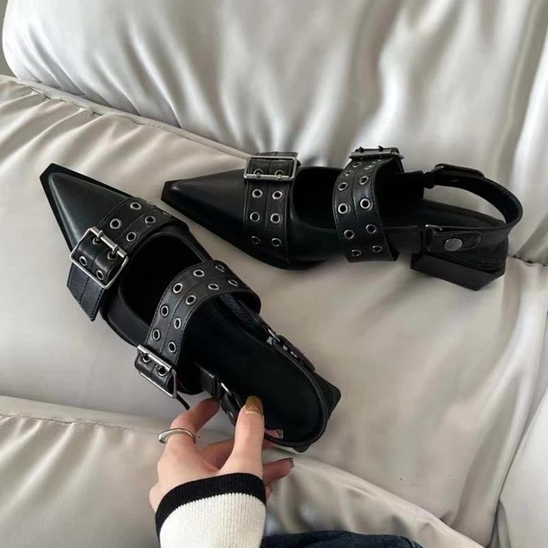 

Новые женские массивные сандалии, летняя обувь, модная обувь на среднем каблуке с острым носком, вечерняя обувь, брендовая повседневная обувь, Mujer, тапочки, Zapatos 36