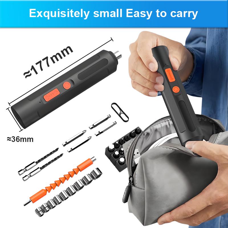 47PCS Electric Screwdriver Mini Household Electric Drill Rotated Cordless Screwdriver Power Tools Household Maintenance Repair