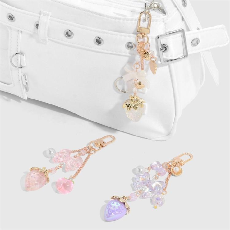 Eye Catching Resin Fruit Keychain With Bows Detachable Bag Charm Cute Fashion Gift Elegant Bags Pendant for Women