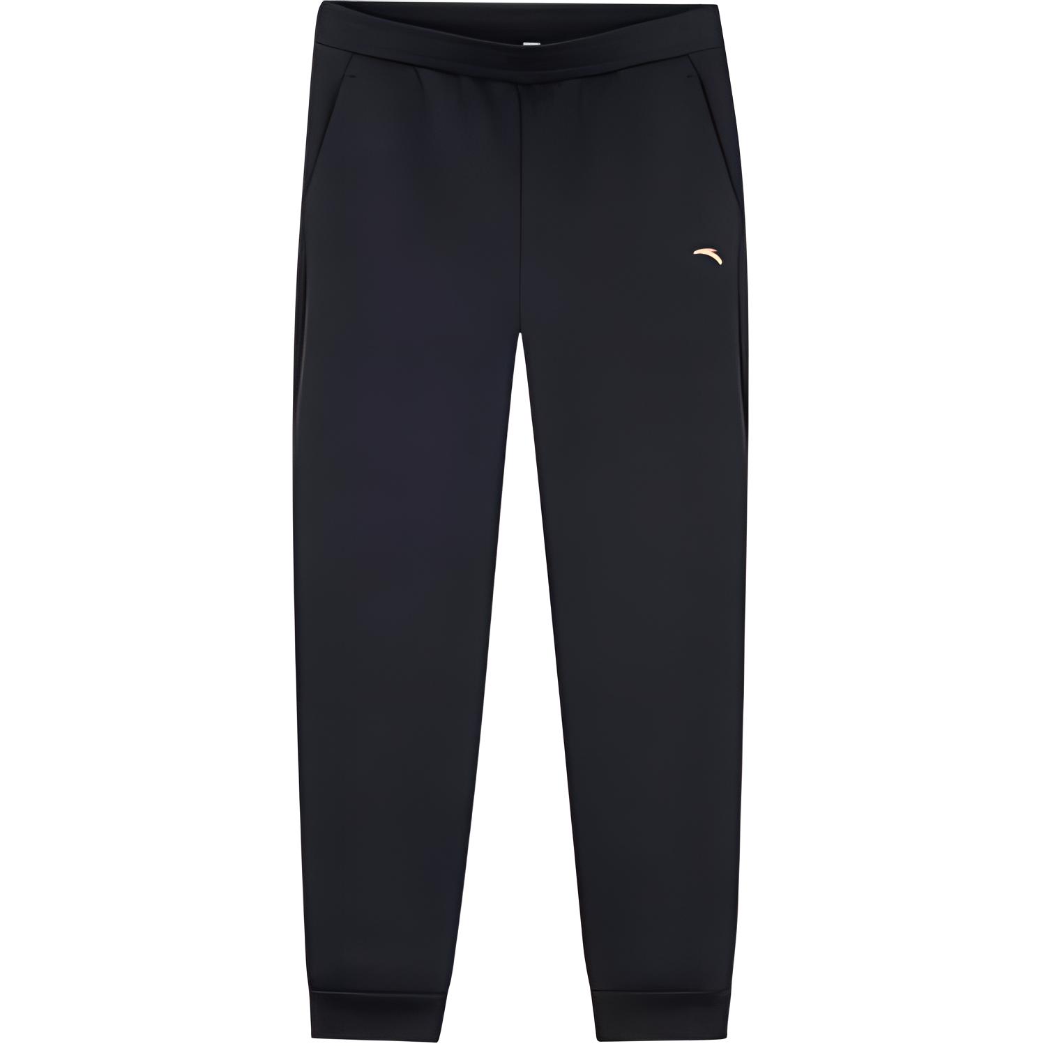 

Anta Solid High-Waisted Drawstring Comfortable Breathable Versatile Tapered Nine-Point Knitted Sports Pants Women bottoms Black 162437314N-2 S
