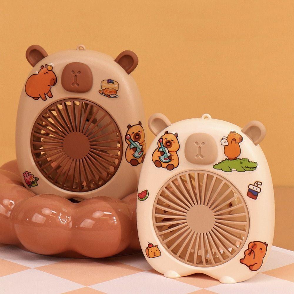 Solid Color Cute Capybara Fan Creative USB Mini Fan Simple Cartoon Handheld Fan  Camping