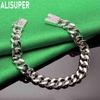 925 Sterling Silver 8mm Simple Interlocking Side Chain Atmospheric Bracelet Gift Jewelry