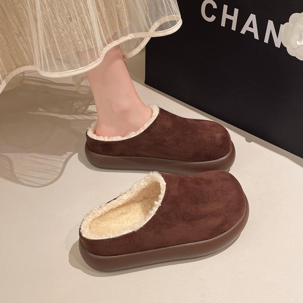 Little Potato Damen Neue Schneestiefel Warme Baumwollschuhe Ein Pedal Baotou Fleece-Schuhe