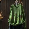 Autumn Cartoon Print Long Sleeve Knit Cotton Sweater for Women