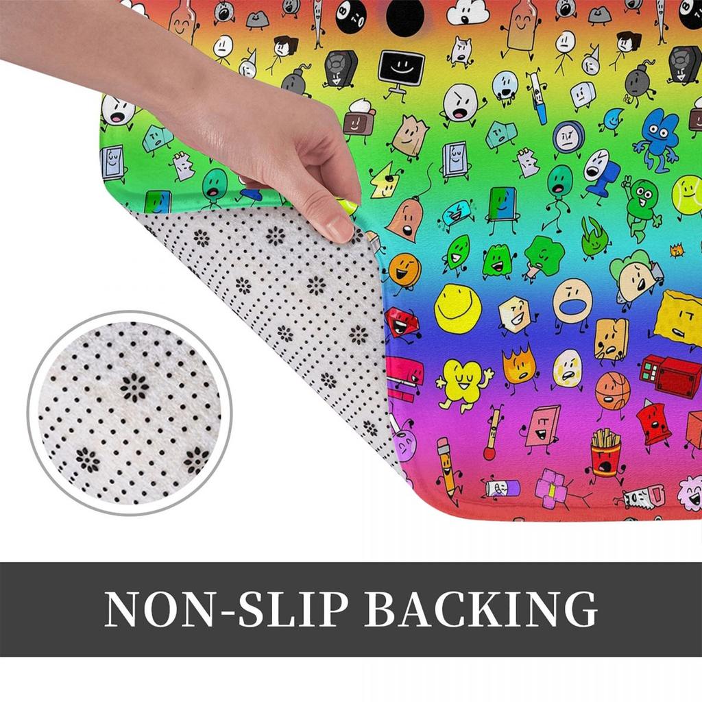 BFDI All Characters Rainbow Non-slip Doormat Floor Mat Cushion Carpet Rug for Kitchen Entrance Home Bedroom Footpad Mats