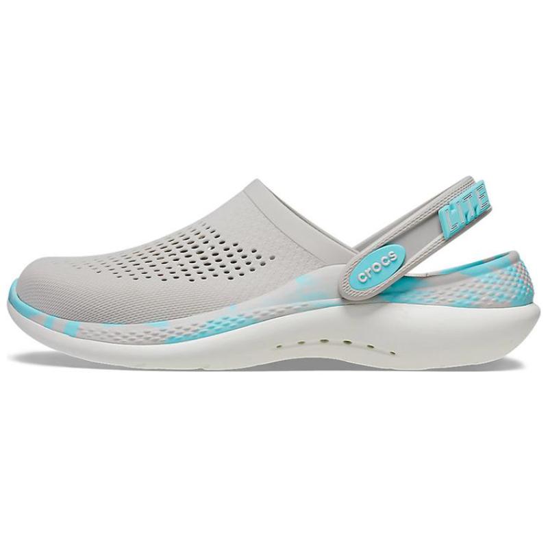 Crocs LiteRide Lightning Shoes Marbled Crocs Beach Sandals Hole Shoes Unisex Pearl White
