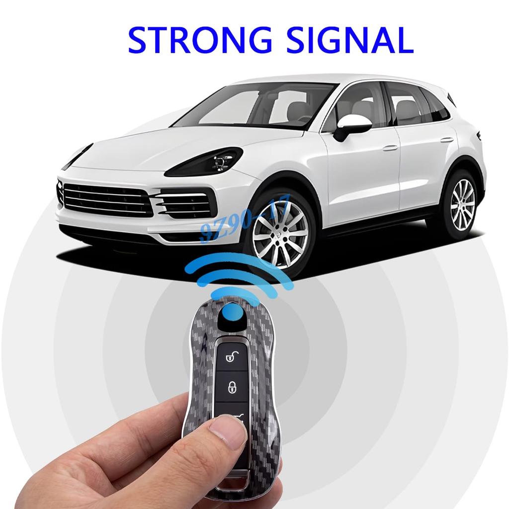 Carbon Fiber Car Key Fob Case Cover Chain Ring Holder For - Porsche Cayenne Coupe Panamera Taycan 911