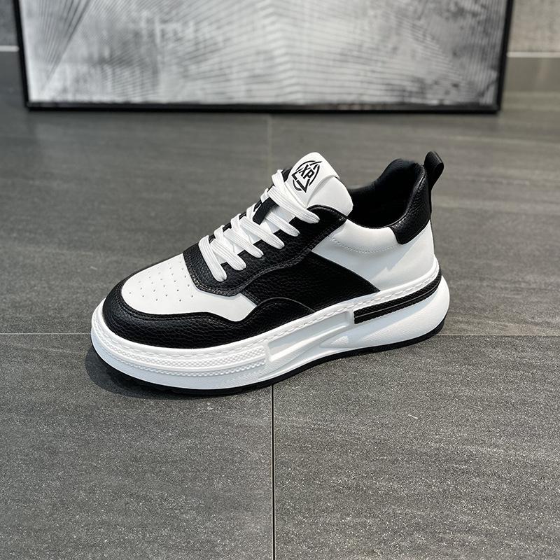 

Spring new leather lightweight sports shoes platform comfortable casual shoes qs 43 чорний