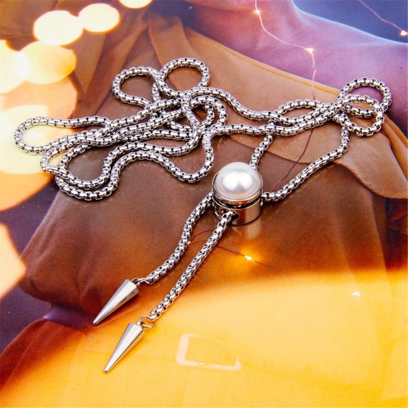 Stainless Steel Bolo Necklace Lightweight Movable Pointed Cone Neckchain Jewelry for Daily Use and Travel Adventures