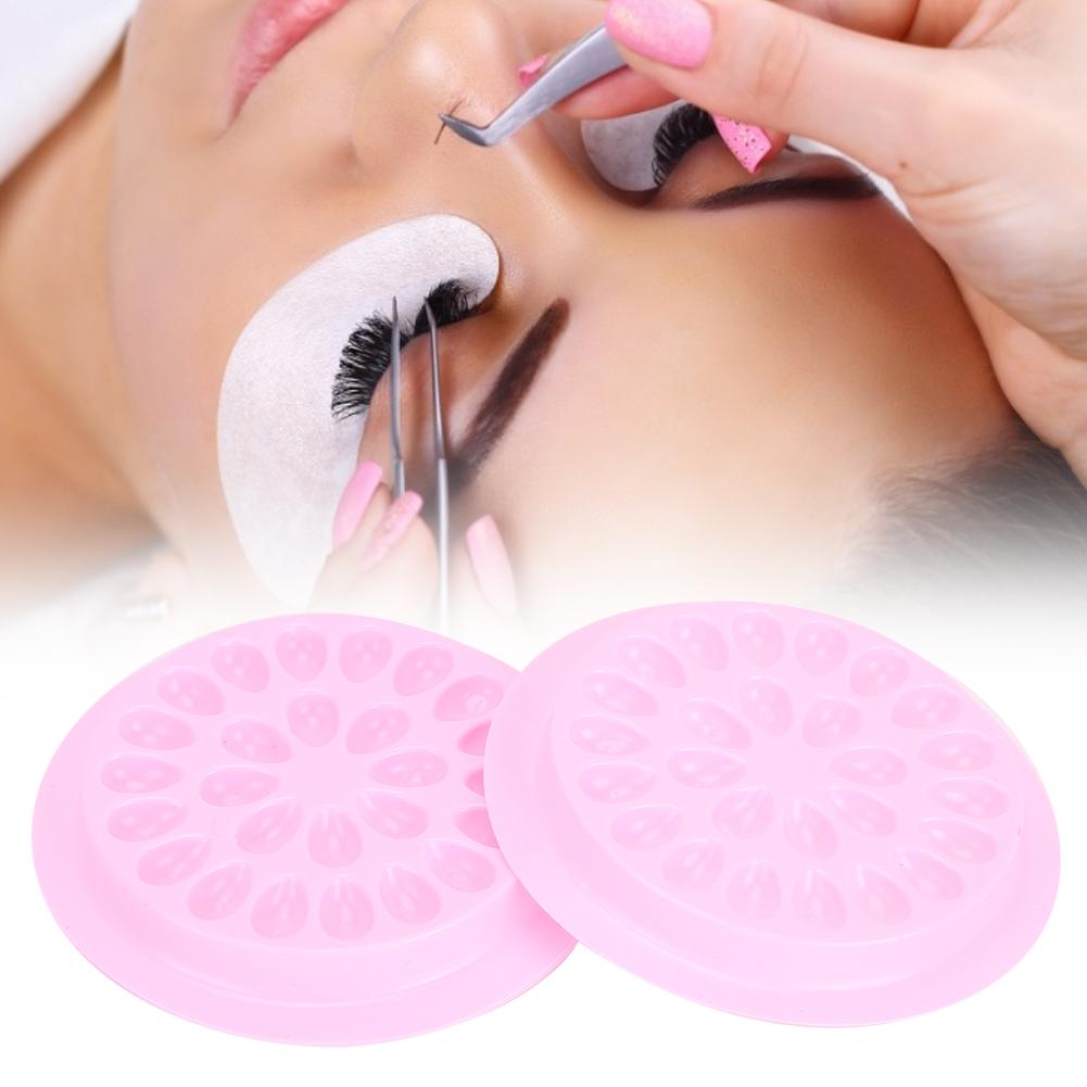 100 Stück PVC Blütenförmige Wimpernverlängerungs Klebepalette Falsche Wimpern Unterlage ZubehörPink