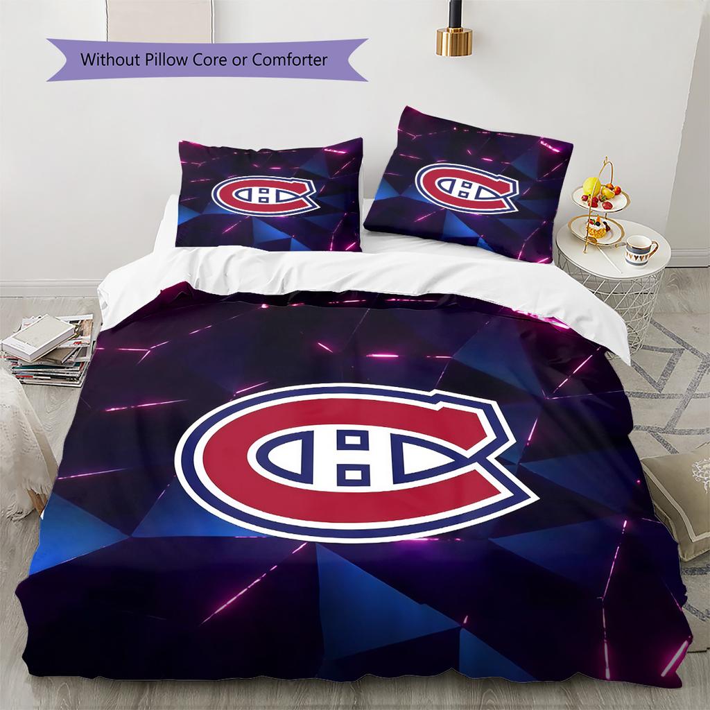Montreal Canadiens3 Pattern Bedding Quilt Set  Home Decoration  Gift (1 * Duvet Cover + 2 * Pillowcase  Without Core)