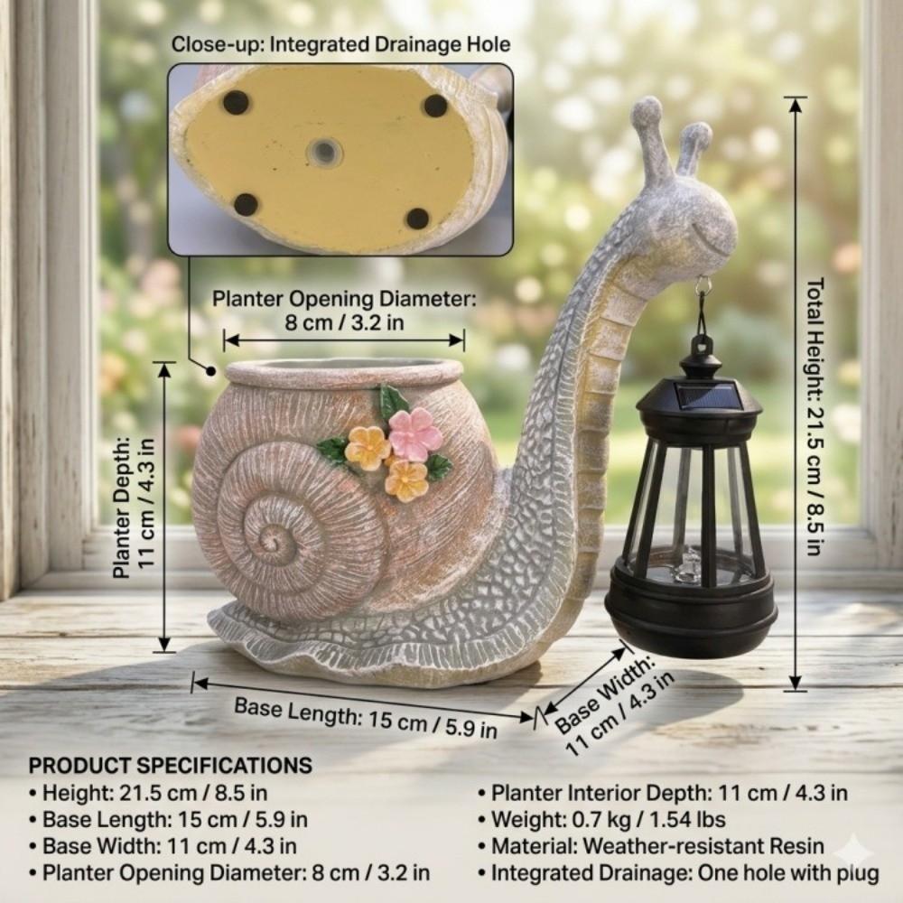 Pot de fleur statue escargot en résine Résistant au soleil Pot de fleurs décoratif en résine Mignon Vase de jardin Décoration de jardin