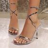 New Sandals Women's Summer Round Head Thin Heel Anklet Buckle High Heel Fashion Sandals