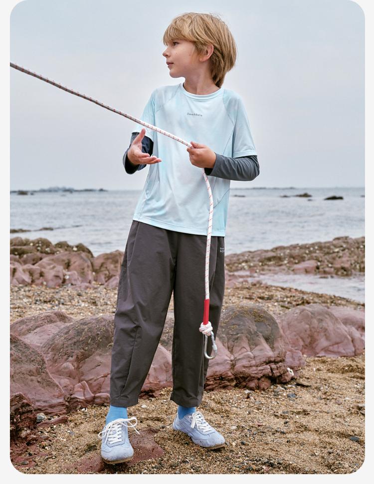 David Bella Boys' T-shirt Spring Edition New Children's Sunscreen Cool Top Medium Large Children's Vacation Two Piece Sports Long Sleeve