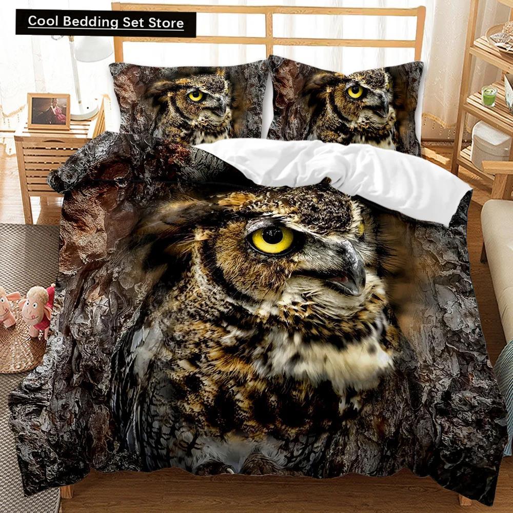 Owl Duvet Cover Set Cute Owl for Kids Boys Girls Cute Animal Bedding Set Bedclothes Double Queen King Size Polyester Qulit Cover