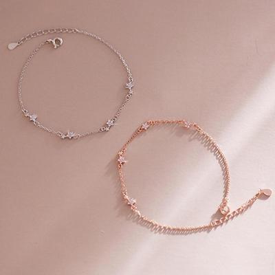 925 Sterling Silber Stern Armband Für Frauen Dainty Pflastern Zirkon Link Kette Armband Geschenk Neue Großhandel