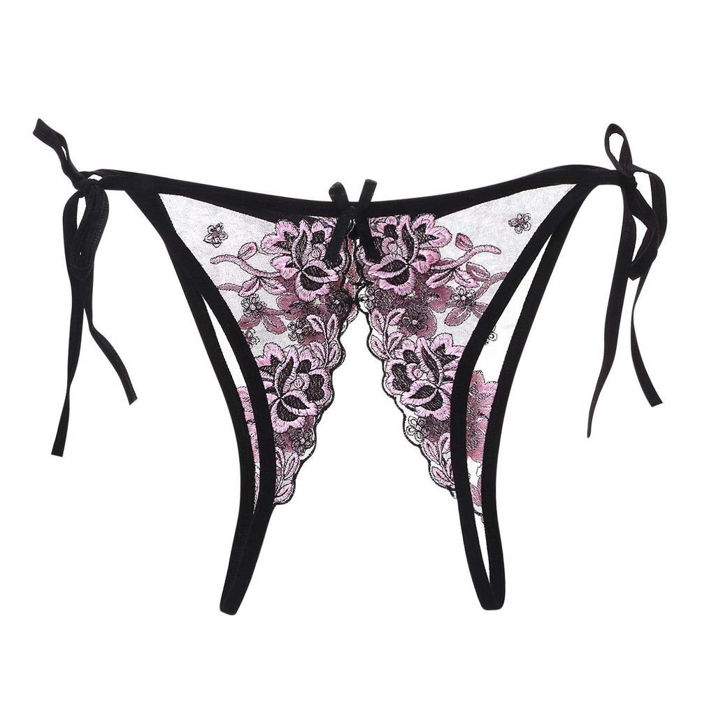 sexy floral front and crotch open sheer lace for can be worn while showing perforated for everyday pink string white string blue string [XGOPTS]