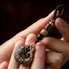 Handwoven Rope Pure Copper Goldfish Pendant Car Keychain Hollow Design Creative Gift for Men