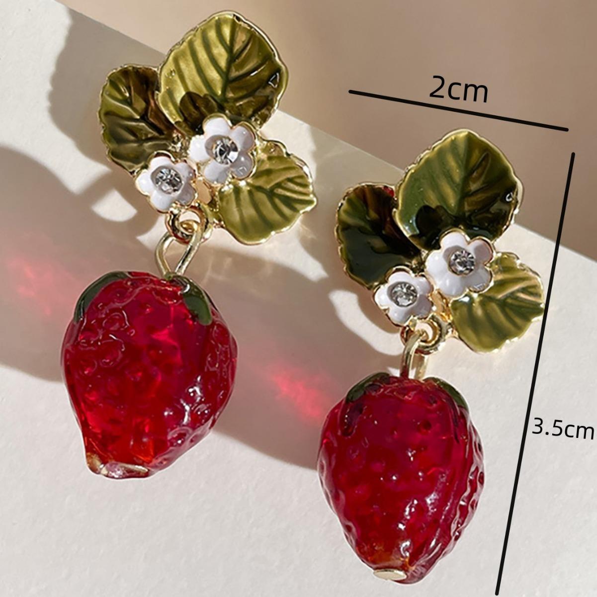 Red Strawberry Earrings Are Fresh And Sweet, Niche Design Earrings, Fashionable Light Luxury, High-End Earrings, Women