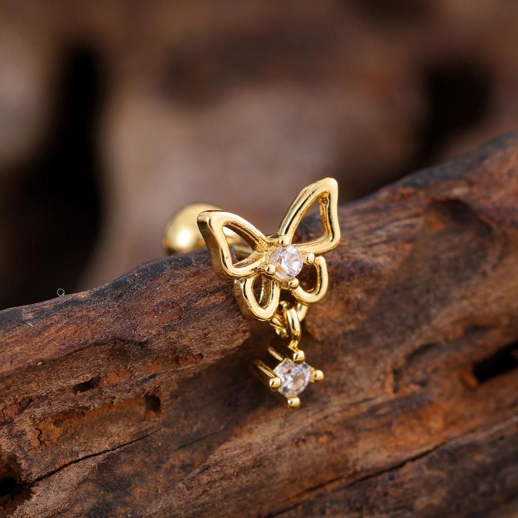 10Pcs/Set 20G Gold Cartilage Earring CZ Tragus Earring Bear Spider Design Helix Stud Rings Conch Ear 316L Steel Piercing Jewelry