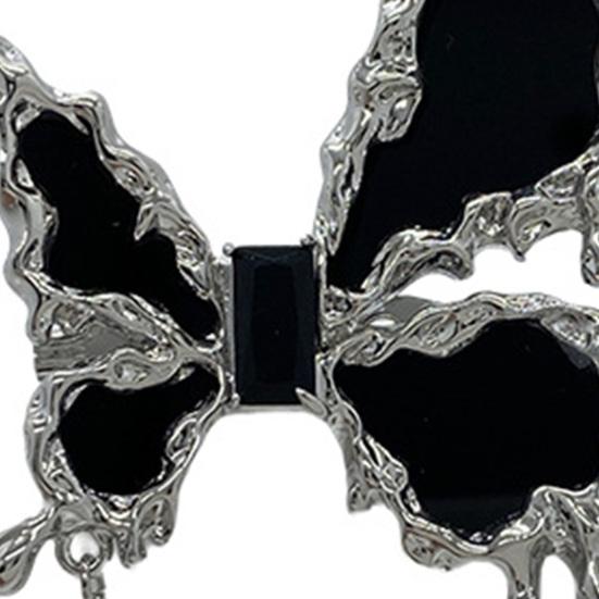 Liquid Butterfly Brooch Dazzling Rhinestone Inlays Chain Decor Suit Lapel Badge Dress Coat Shawl Accessory