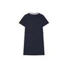 Fila Logo Color Block Neckline Casual Loose Soft Comfortable Breathable Knit Pullover Round Neck Short Sleeve Dress Women Dresses F11W424304F-DB
