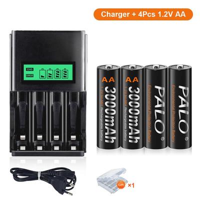 PALO 1,2 V 3000 mAh AA Akku NIMH 2 AAA Batterien Für Taschenlampe spielzeug kamera Spielzeug mit AA AAA batterie ladegerät