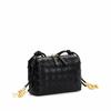 Borsa a tracolla quadrata compatta in vera pelle intrecciata da donna, minimalista, piccola