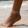 Bohemian Multilayer Imitation Pearl Anklets For Women Starfish Shell Conch Pendant Bracelet On the Leg Beach Barefoot Jewelry