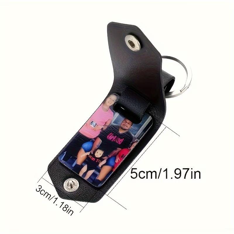 Custom Couple Leather Photo Keychain Personalized Engraving Color Picture Family Photo Memorial Classic Stainless Steel Keychain