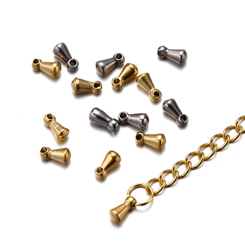 10/30 Stück/Packung Edelstahl Wassertropfen Anhänger Endkappen Perlen Schwanzverlängerungskette für DIY Schmuck Halskettenherstellung Zubehör