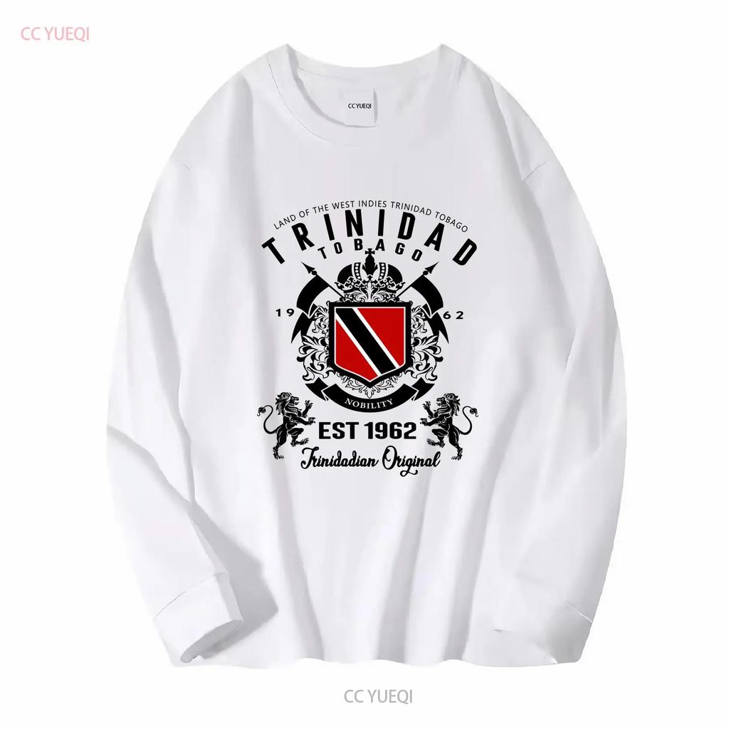 Trinidad T-Shirt und Tobago Flagge TNT Karneval Soca Inselwappen T-Shirt lang- oder kurzärmlig Vintage Gewaschen Gestreckt Vielseitig