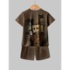 Letni dziecięcy garnitur z krótkim rękawem Modny wzór z nadrukiem 3D Gorący styl Luźny trend Odzież sportowa Dla chłopców i dziewcząt Ubrania