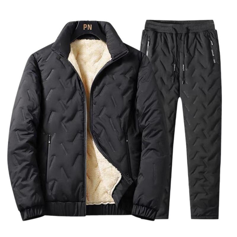 Winter Warm Anzug Herren Zweiteiliges Set Herbst Winter Verdickt Lässige Hose Warme Jacke Pullover Jacken Mann