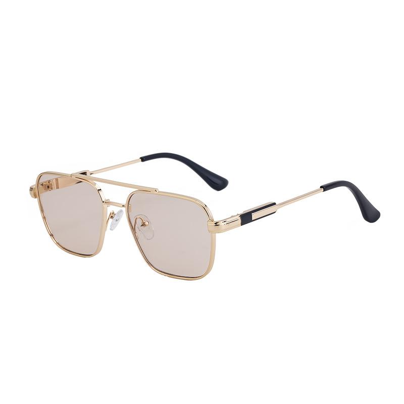 Fashion Double Beam Frame Sunglasses Men'S Outdoor Sunscreen Sunglasses Metal Full Frame Sunglasses