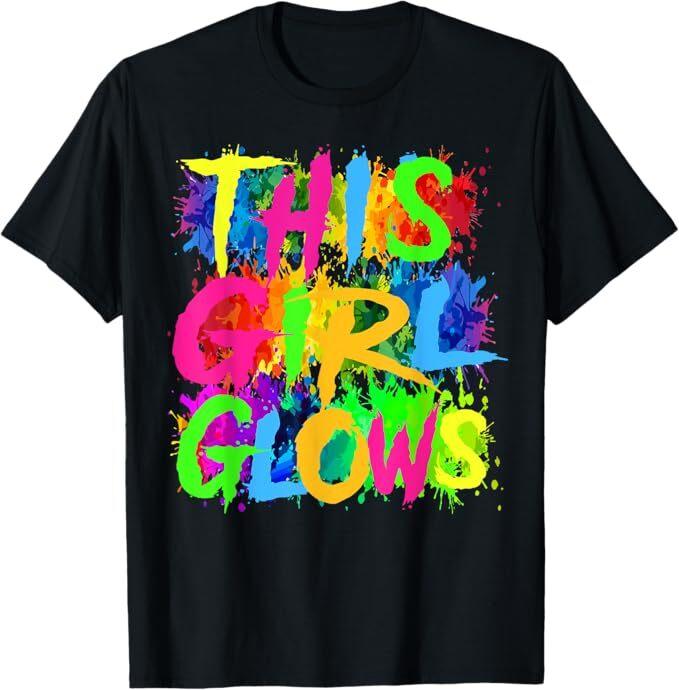 

This Girl Glows Cute Women Girls Tie Dye Party Funny Team T-Shirt S