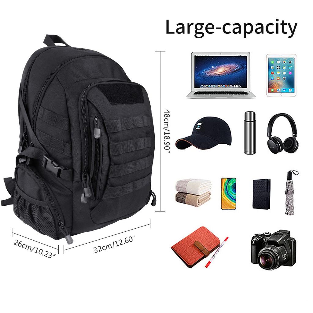 [FOCUHUNTER] 45L Tactical Backpack, Waterproof, Shockproof, MOLLE Compatible, Rucksack, Hiking Backpack, Survival Game, Hiking, Outdoor Backpack