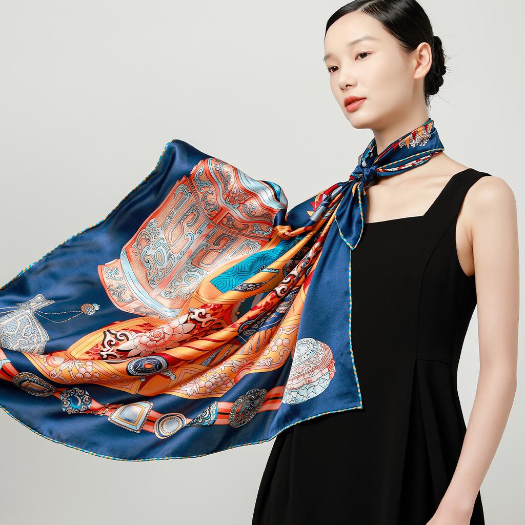 New classic and fashionable silk scarf from the silk industry, 100% mulberry silk fibroin crepe satin versatile women's silk scarf shawl