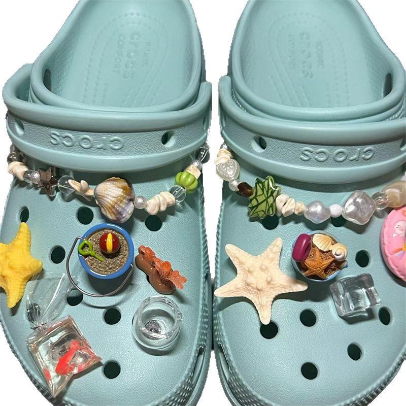 Glass Blue Shoe Flower, Shoe Buckle, DIY Accessories, Decorative Accessories, Summer, Beach Starfish, Shoe Decorations, Vacation Decorations