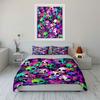 Colorful Skull Themed Decor Set Bedding Set With 1 Duvet Cover 2 Pillowcases Single Double King Queen, Gift