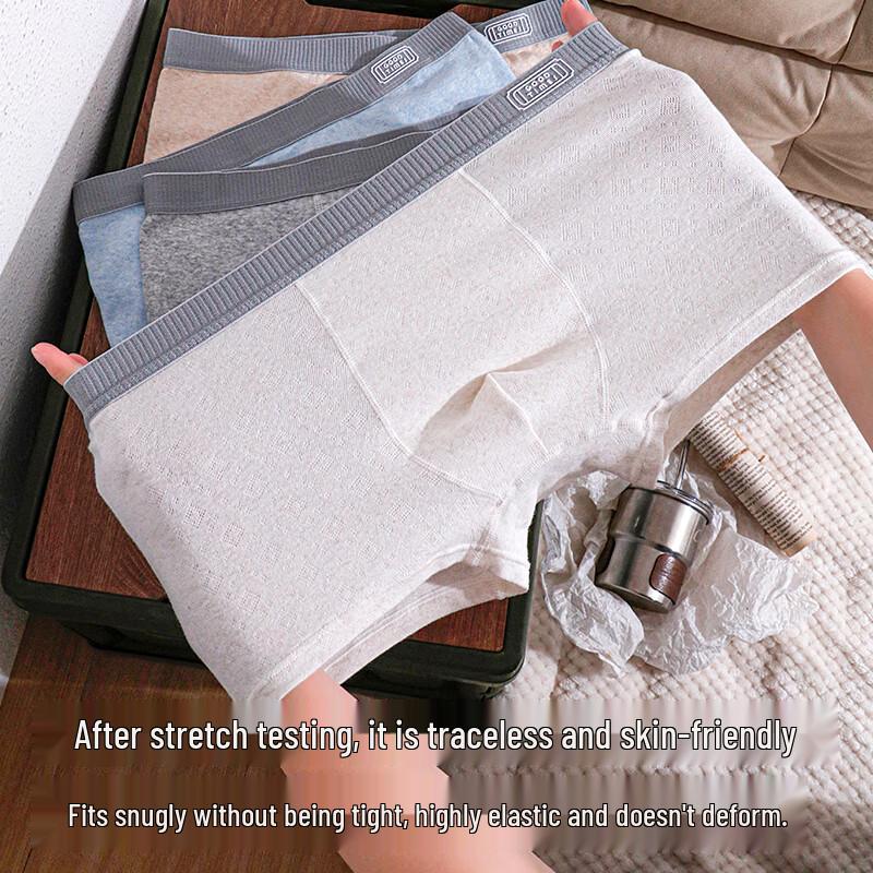 Langsha Men's 10A Antibacterial Color Cotton Boxer Briefs 4-Pack