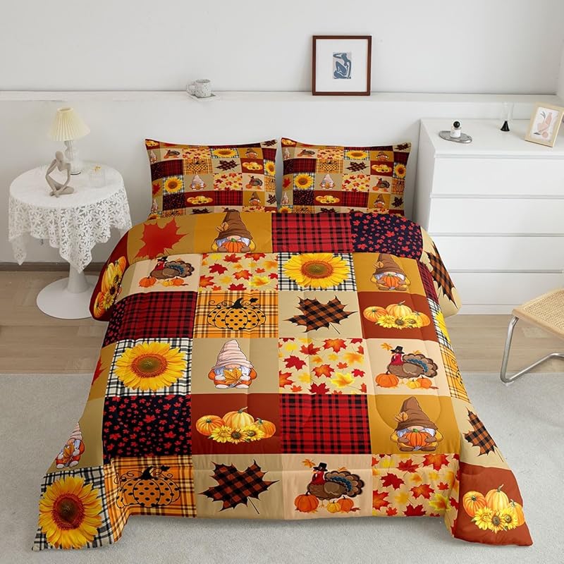 Høst Gresskar Landlig Gårdshus Lønneblad Solsikke Dynesett Thanksgiving Kalkun Gutt Jente Voksen Romdekorasjon