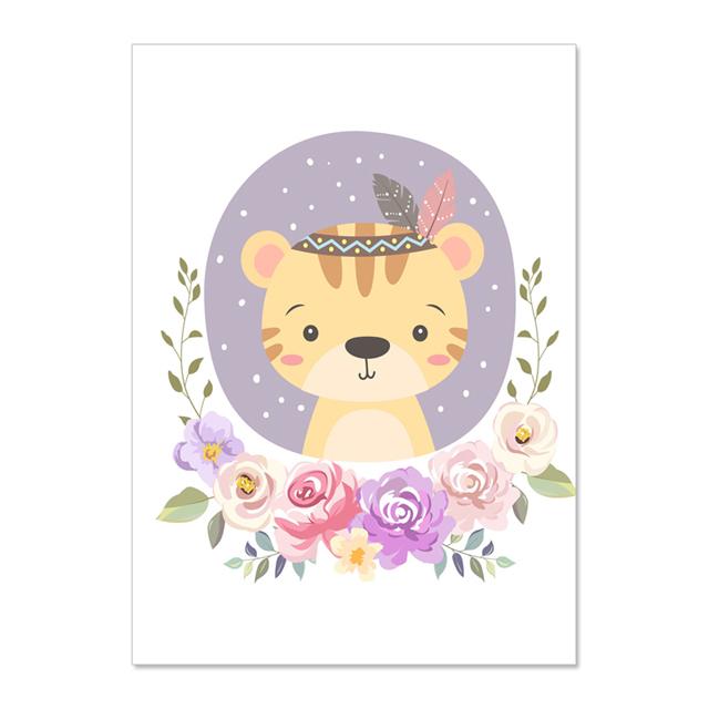 Cartoon Cute Animal Nursery Wall Art Canvas Painting Posters And Prints Wall Pictures Baby Kids Room Décor No Frame